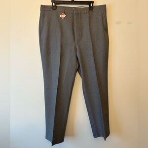 Perma Prest Men's Gray Regular Fit Dress Pants, Size 38x29
